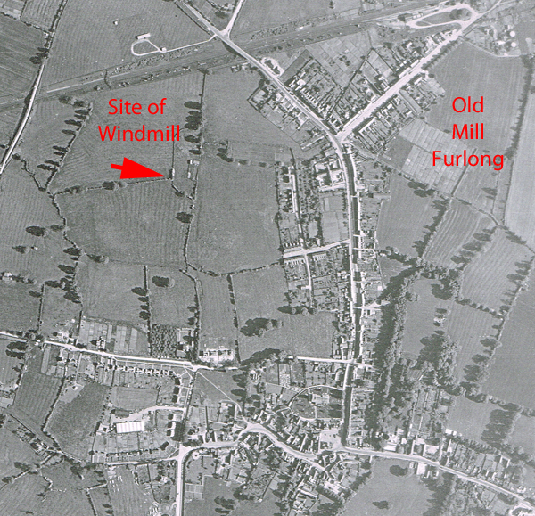 Site of windmill marked on aerial view
